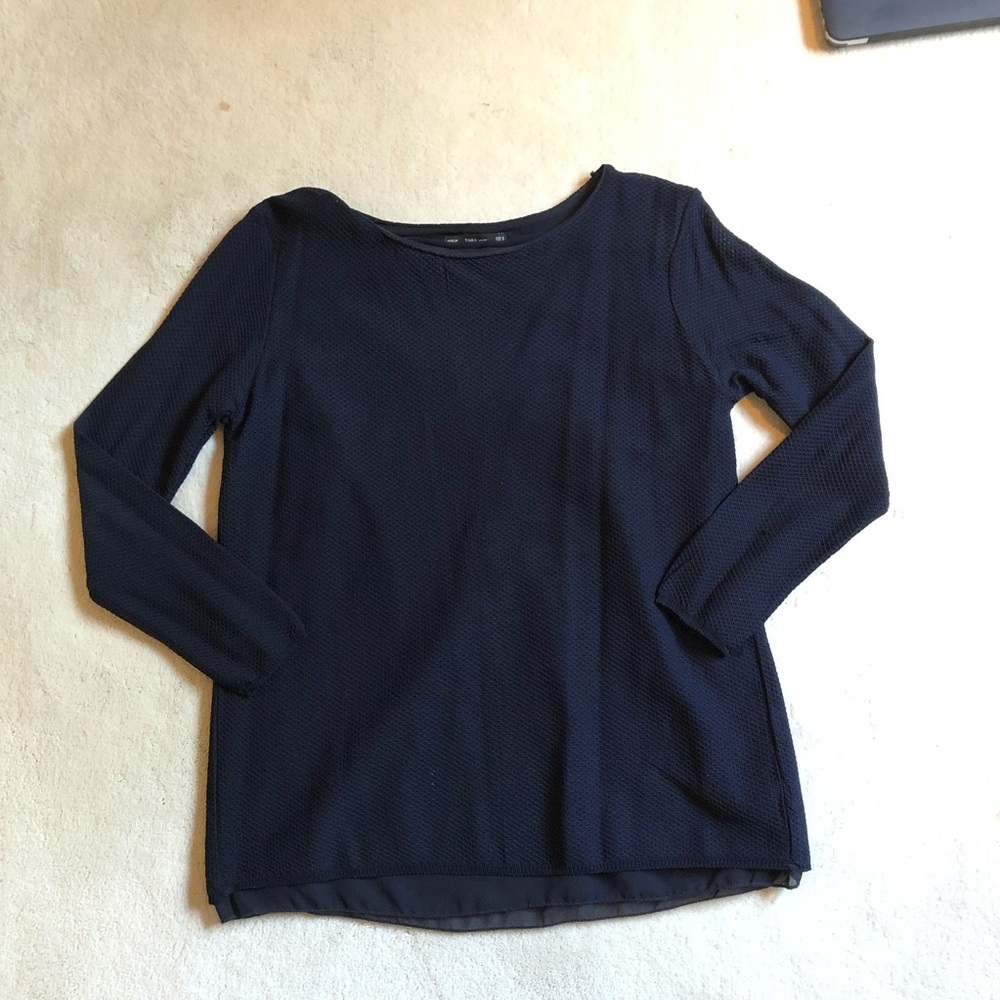 Navy Zara long sleeve blouse